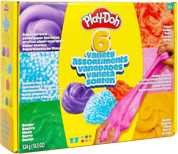 Play doh - slijmset- 6 potjes slijm butter, cloud, superstretch,bubble pop