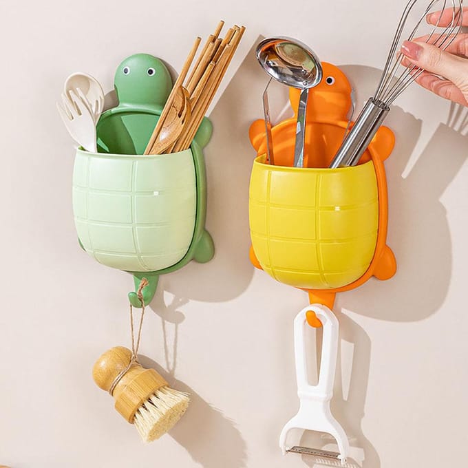 1 support de rangement pour brosse à dents en forme de tortue mignonne, design créatif, pour salle de bain, dessin animé gris