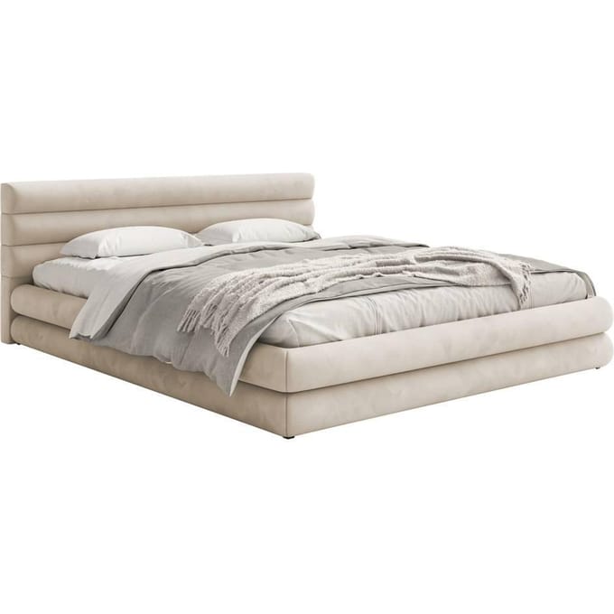 Gestoffeerd bed Alvaro chenille 180 x 200 met beddengoedcontainer | NADUVI Collection