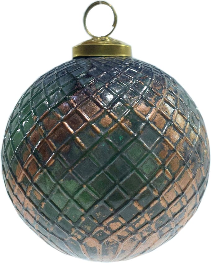 Clayre & Eef Kerstbal Overig Ø 10 cm Groen Bruin Glas Kerstballen