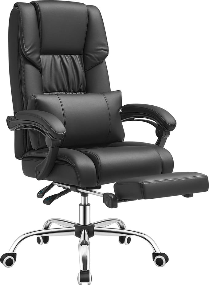 SONGMICS - Bureaustoel - Fauteuil de bureau - dossier réglable - repose-pieds pliable