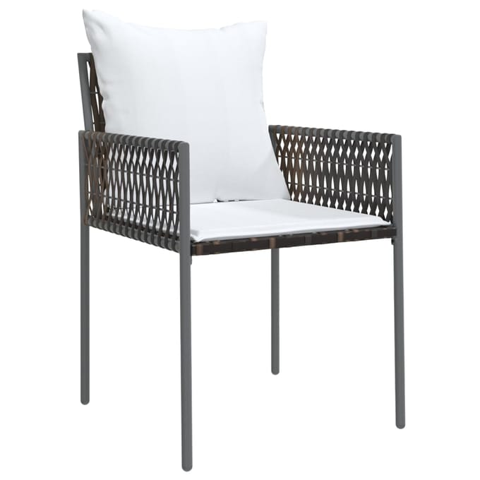 vidaXL - Tuinstoelen - 4 - st - met - kussens - 54x61x83 - cm - poly - rattan - bruin