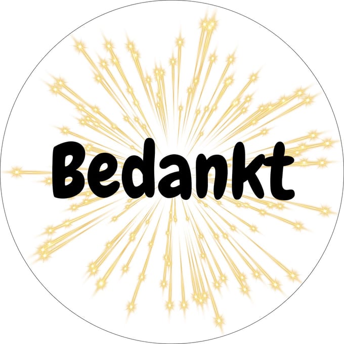 24x Bedankt Sluitsticker - bedankt Stickers - cadeaustickers - Ø 32mm