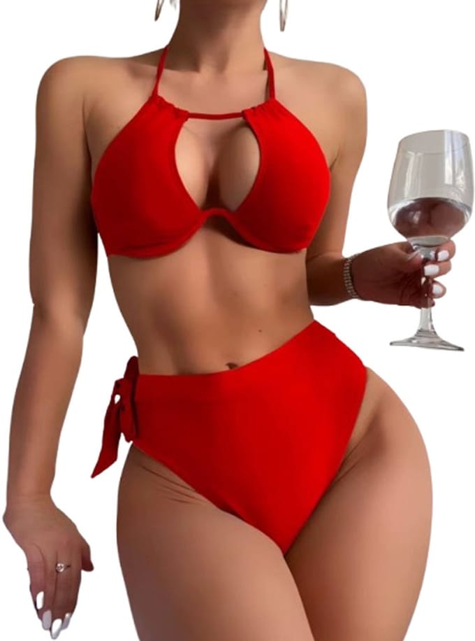 Beugel bikini met push up - Hoge taille slip - Koordsluiting - Strikje - Sexy