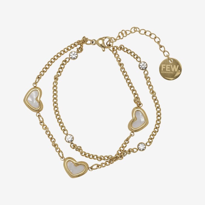 Essenza Hearts Stones Bracelet Gold