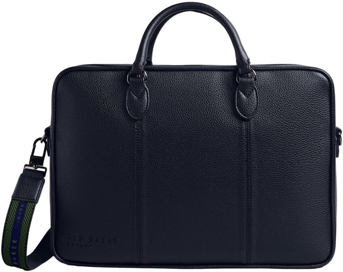 Ted Baker Business tas Laptoptas met laptopvak Kaden PU Webbing Document Bag Navy Donkerblauw