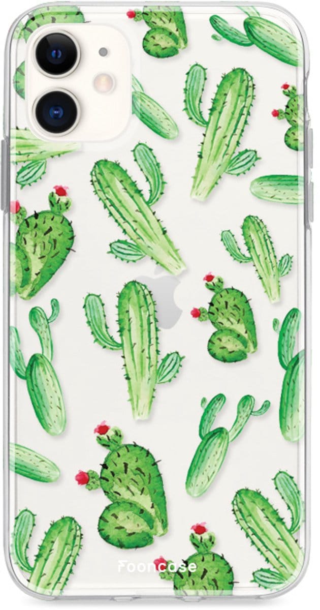 Fooncase Hoesje Geschikt voor iPhone 11 - Shockproof Case - Back Cover / Soft Case - Cactus