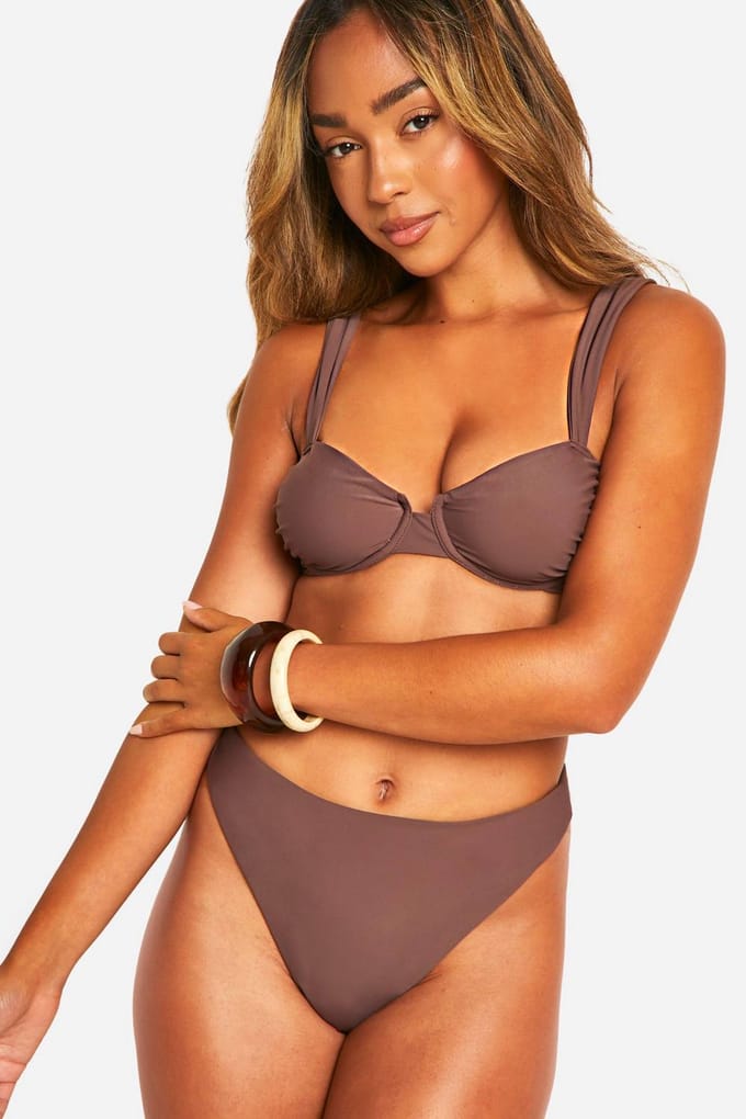 boohoo Dames Mix & Match High Waist Bikini Slip | Beige | Maat: 34