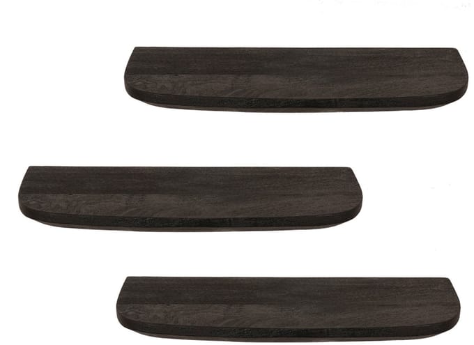 StarFurn Wandplank Gusta - Zwart Hout - Set van 3 - 60x20x15cm
