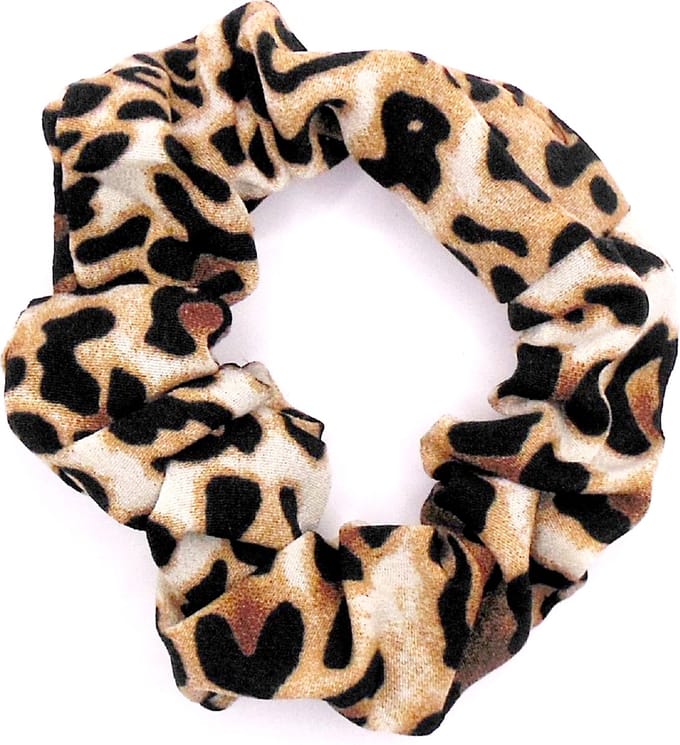 Scrunchie panterprint middenbruin