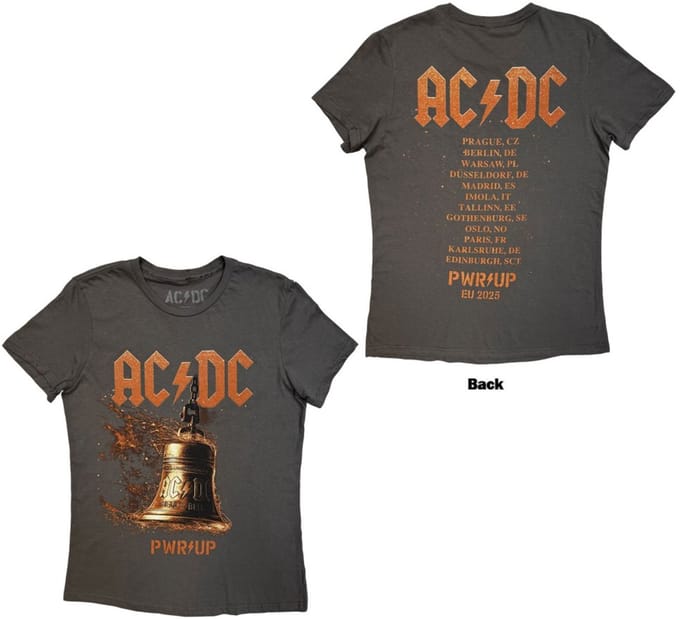 AC/DC - Bell Lightning EU Tour '25 Dames Tshirt - M - Grijs