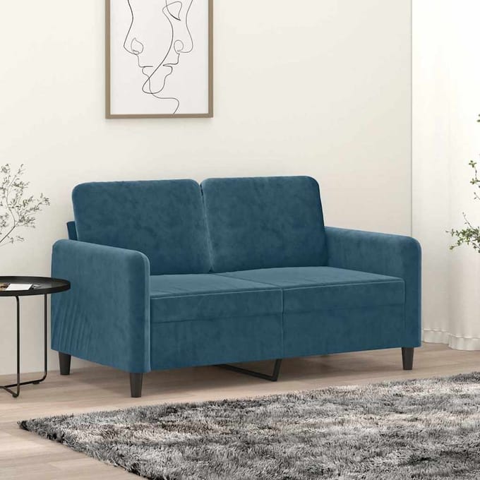 vidaXL - Tweezitsbank - 120 - cm - fluweel - blauw