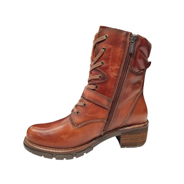 Pikolinos Cognac Leren Dames Veterboots - Cognac - 38