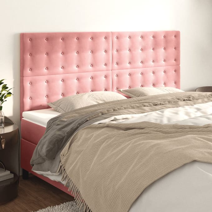 vidaXL - Hoofdbord - roze - 160x5x118/128 - cm - fluweel