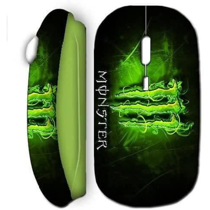 Souris sans fil - Monster Energy - Vert - USB wifi - Compatible Mac et PC - Ergonomique