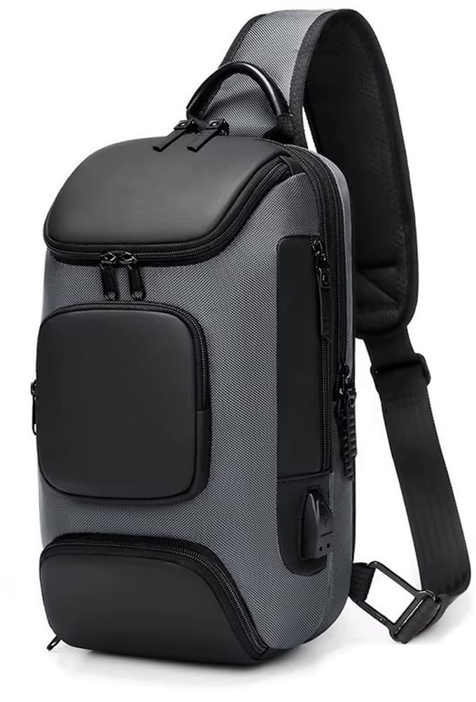 Sling Bag Rugzak met USB - Anti Diefstal Crossbody Tas - Grijs