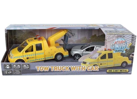Afsleepwagen m/auto licht geluid die cast pull back 26cm Voertuigen