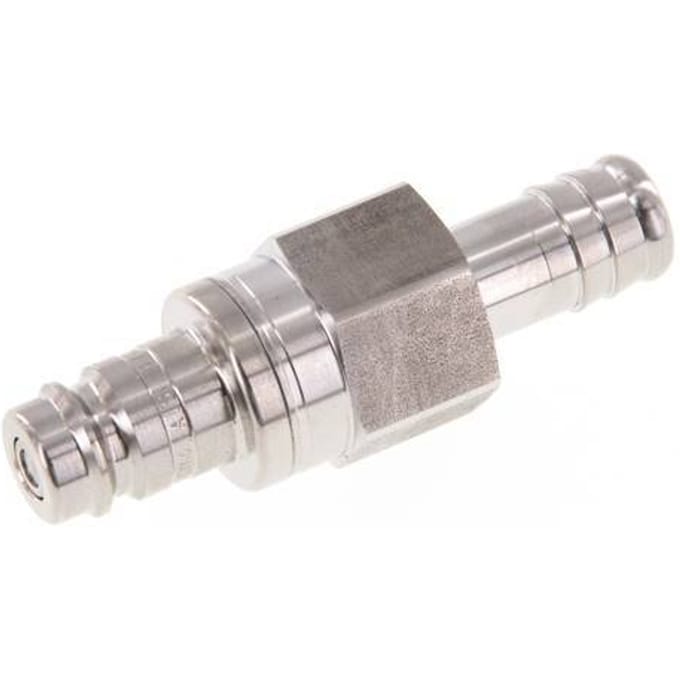 RVS 316L DN 10 Luchtkoppeling Insteeknippel 13 mm Slangpilaar Double Shut-Off