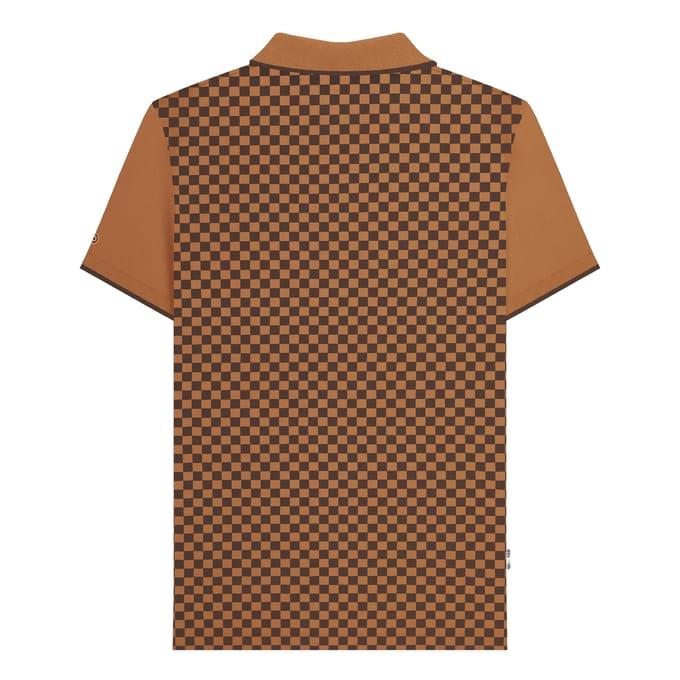 Lambretta Herenpoloshirt met tweekleurige all-over print (Tabak)