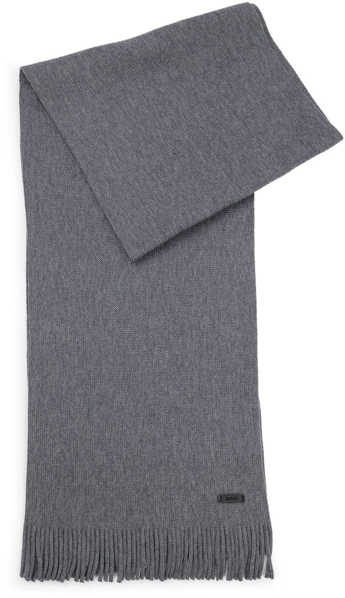 BOSS Sjaal Albas Knitted Scarf Grey Blauwgrijs