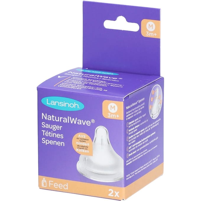 Lansinoh Natural Wave flesspeen Medium 2 stuks Onbehandeld/Naturel unisex