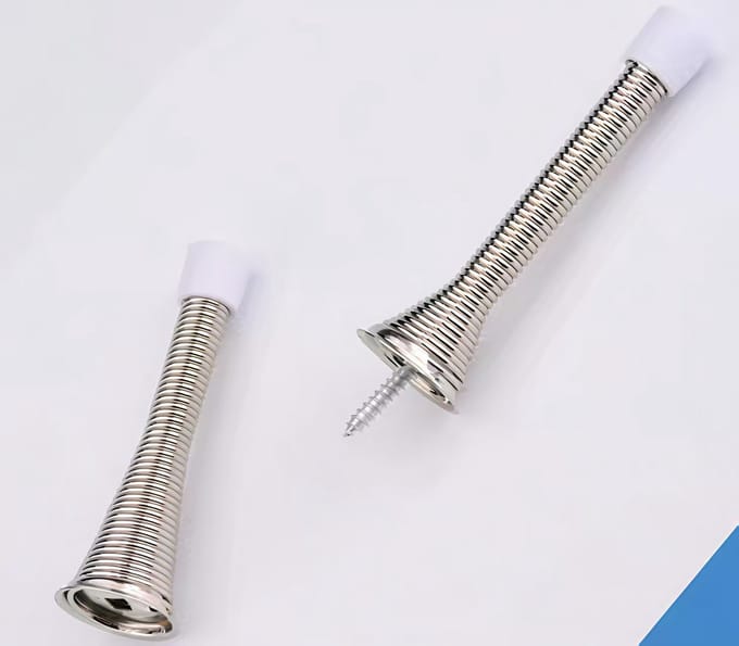12 deurstoppers met veer - 8,5 cm - Deurstoppers met kindveilige veren - Vernikkeld