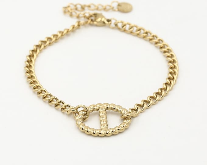 Michelle Bijou - Damesarmband - Double D - Stainless steel - Goud