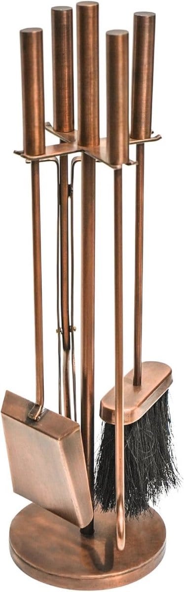 Ronde Koper Vuurset - Vintage Fireside Companion Set