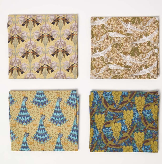 Homescapes Patchworkstoffe Maurice Pillard Verneuil Art IV – 4er-Set Fat Quarter, 100% Baumwolle