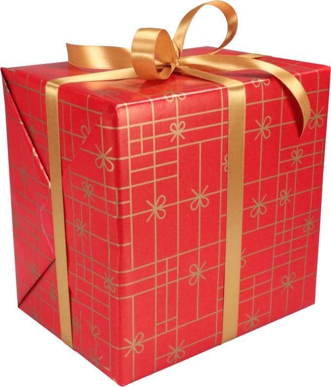 Cadeaupapier | 50cm | 200m | 80gr/m² | Strikken | rood/goud