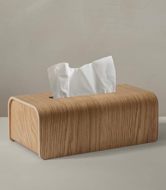 PromoHome Houten Tissuebox Houder - Scandinavisch Design met Eiken Afwerking