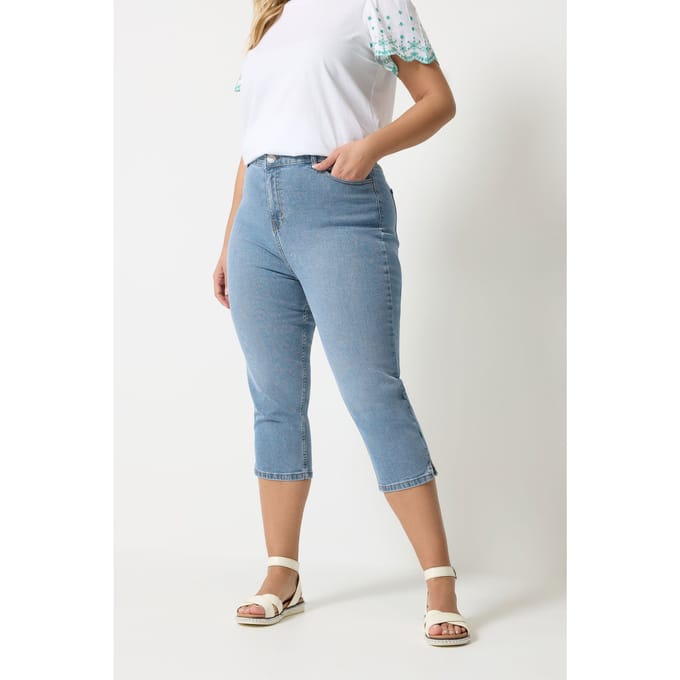 Yours Cropped Ava Jeans Van Katoen In Lichtblauw Size 54