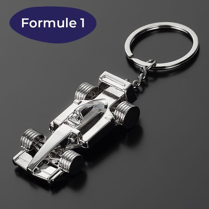 Sleutelhanger Auto - 3D auto - Chrome - Drive Safe - Raceauto