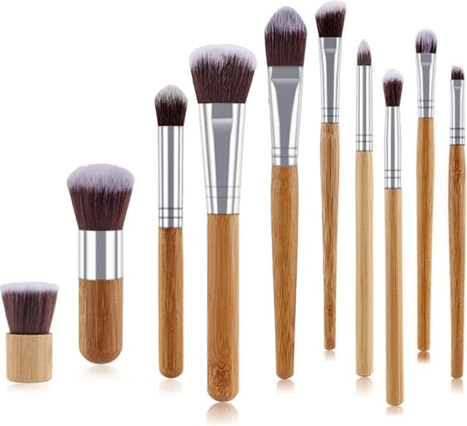 Evvie make-up kwasten set, 11-delig – bamboe – Basic Collection