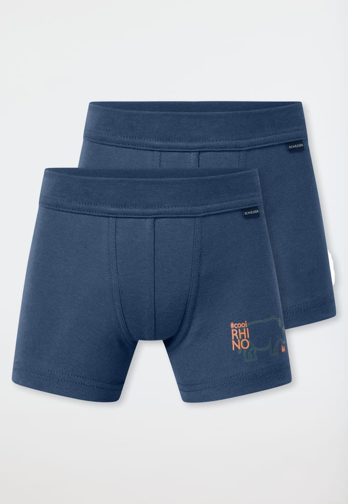 Shorts, set van 2, Nashorn blauw - Fine Rib 92
