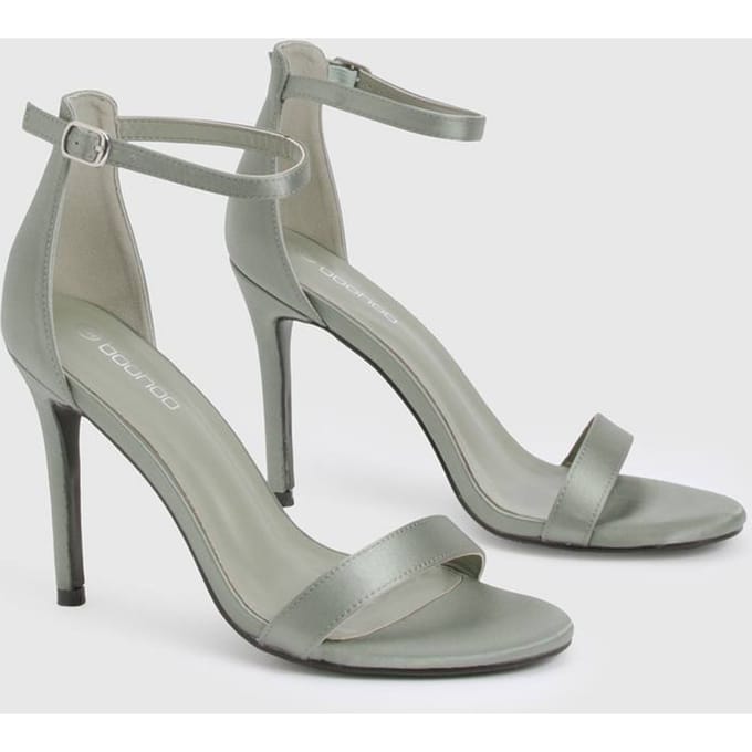 boohoo Dames Bijna Onzichtbare Satin Basic Hakken | Olive | Maat: 8