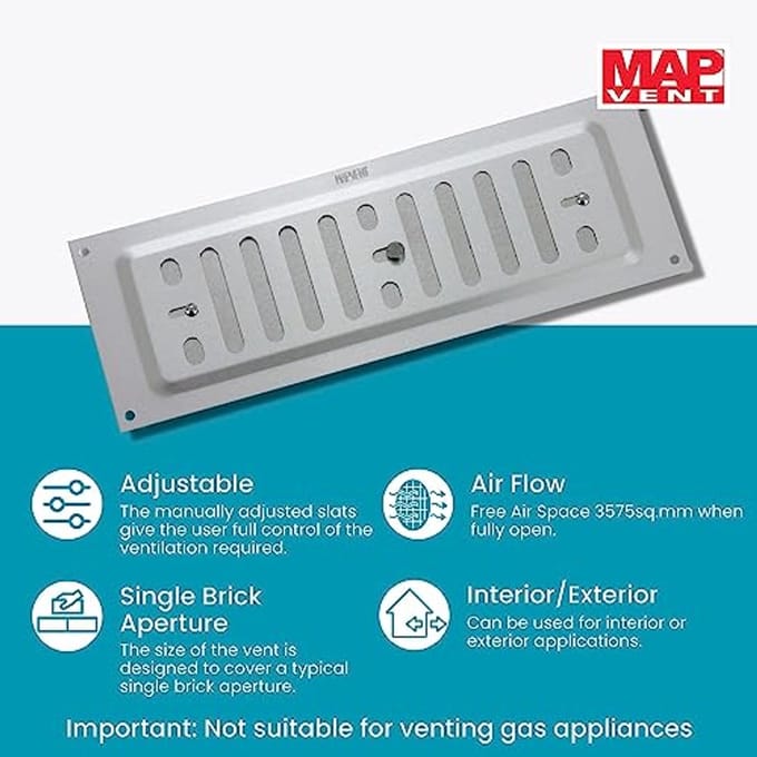 Ventilatierooster van Aluminium - Verstelbare Ventilatie met Opening 229 x 76 mm