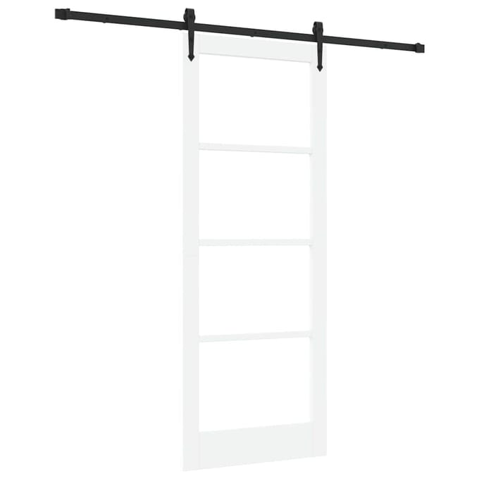 vidaXL - Schuifdeur - ORKDAL - 83 - x - 211 - cm - Massief - grenenhout - en - glas - Wit