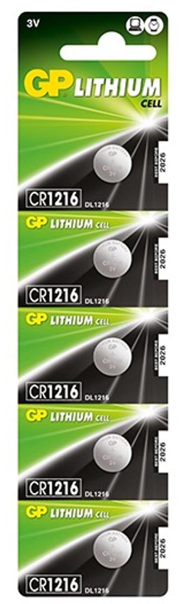 CR1216 Knoopcel batterijen 5 stuks GP