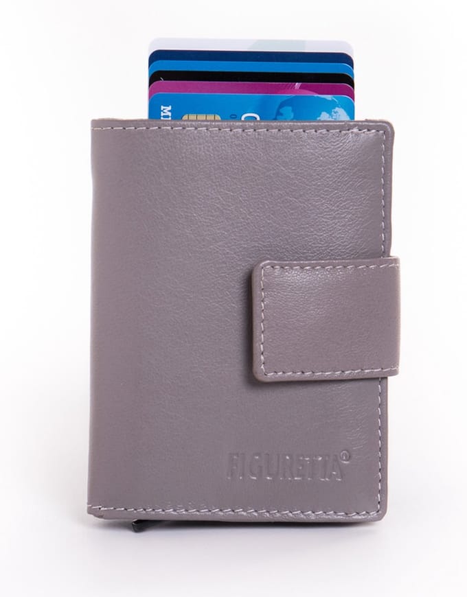Figuretta Cardprotector Leren Portemonnee met RFID Bescherming Grijs