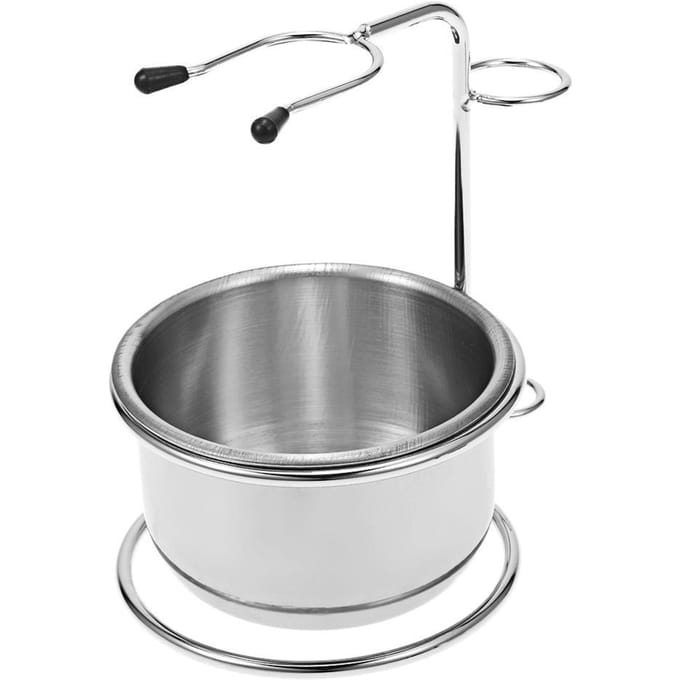 2 in 1 roestvrijstalen scheerset voor heren Scheerbeker + scheerhouder gray