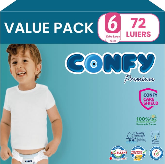 Confy Premium - Luiers Maat 6 (15+kg) - 72 Luiers - Value Pack