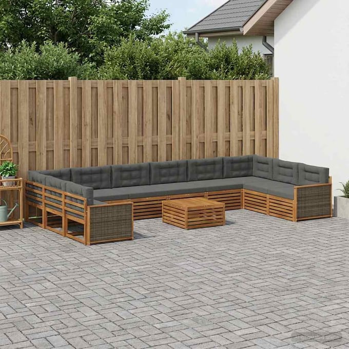 vidaXL - Sofa-Sets - 11 - st - Massief - Acacia - Hout