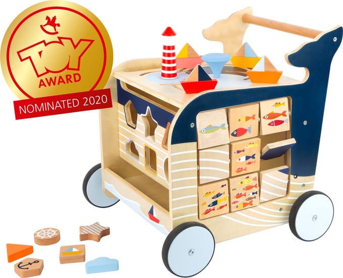 Small Foot - Houten Activiteiten Loopwagen Walvis