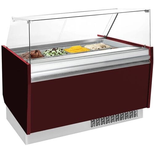 GGM Gastro Eistheke LIAM - 1560mm - Statisch - für 13+13x 5 Liter Eisbehälter - Granatrot Rood