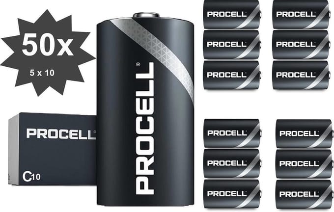 PROCELL  C/LR14 alkalinebatterij - 50 Stuks (5 pakjes a 10st) -