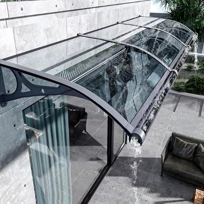 Moderne luifel - Deur overkapping - Droog Buiten - Slagvast polycarbonaat - 100x120cm - Grijs zwart