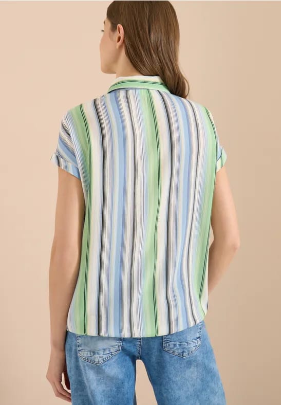 Overhemdblouse met strepen en knopen