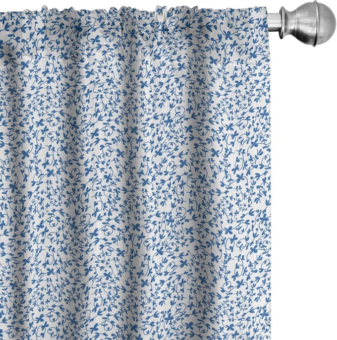 ABAKUHAUS Gordijnenset – 2x75x225 cm – Microvezel – Zee-blauw & Wit