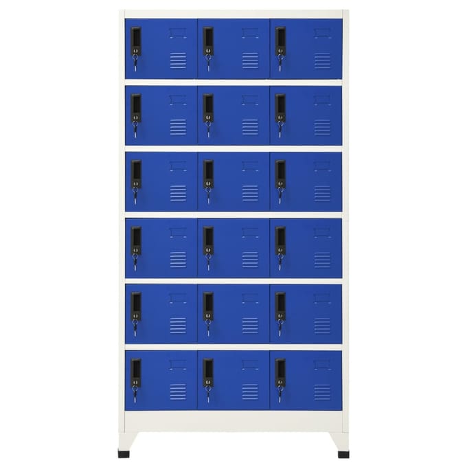 vidaXL - Lockerkast - 90x40x180 - cm - staal - grijs - en - blauw